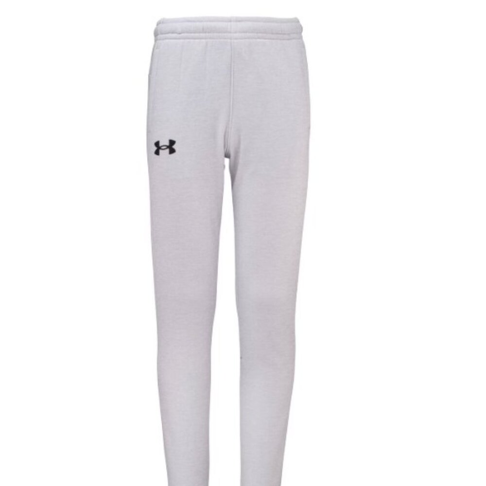 NWT Under Armour Boys Athletic fit Fleece Joggers Light Gray Sized Youth Medium